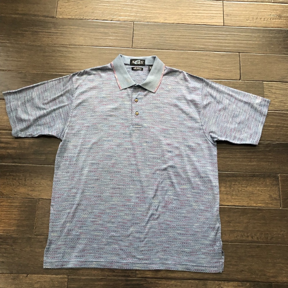Aureus Polo Shirt Mens XL Wildhorse Gold Club Geometric Egyptian Cotton Blue Red